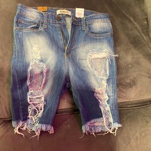 Ripped blue Jean shorts size medium